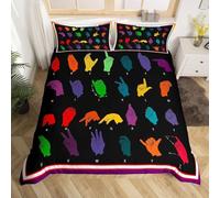 Double Duvet Cover Set Alphabet Sign Language Soft Microfiber Preschool Bedding 3D Printed Quilt Cover 200x200 and 2 Pillowcases 50x75 with Zipper Closure Easy Care F-544