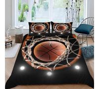Double Duvet Cover Set Basketball Soft Microfibre Bedding Set 3D Printed Sports Style Quilt Cover 200x200 cm with Zipper Closure with 2 Pillowcases 50x75 cm d.1098