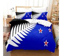 Double Duvet Cover Set Blue New Zealand Flag Duvet Cover with Zipper Closure Bedding for Aldults Kids Soft Breathable Hypoallergenic Microfiber Quilt Cover 200x200 cm + 2 Pillowcases 50x75 cm