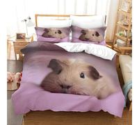 Double Duvet Cover Set Cute Hamster 3D Printed Purple Animals Bedding Set Brushed Microfibre Duvet Cover Set 200x200 cm with Zipper Closure and 2 Pillowcases 50x75 cm e-1251