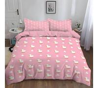 Double Duvet Cover Set Duck Soft Microfiber Cartoon Farm Animals Bedding 3D Printed Quilt Cover 200x200 and 2 Pillowcases 50x75 with Zipper Closure Easy Care G.1084