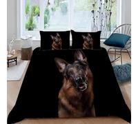 Double Duvet Cover Set German Shepherd Soft Microfibre Bedding Set 3D Printed Cute Animals and Pets Quilt Cover 200x200 cm with Zipper Closure with 2 Pillowcases 50x75 cm h.388