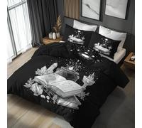 Double Duvet Cover Set Gothic Witchy - Magic Witchcraft Bedding 3 Piece with 2 Pillow Cases - Reversible Design & Bedroom Decor - Soft Microfibre Quilt Cover with Zip L&-8255