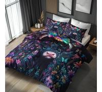 Double Duvet Cover Set Highland Cow Bedding - 3 Piece with 2 Pillowcases, Cute Animals Floral Printed Design, for Bedroom Decor, Soft Brushed Microfiber, Zip Fastening - IL099