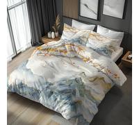 Double Duvet Cover Set Japanese Abstract Mountain, Reversible Double Bedding Sets Asian Landscape Flower Pattern for Bedroom Decor, Soft Microfibre Quilt Cover, 2 Pillowcases, Zip DHDB18