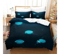 Double Duvet Cover Set Jellyfish 3D Printed Cute Bedding Set Brushed Microfibre Quilt Cover 200x200 cm with Zipper Closure and 2 Pillowcases 50x75 cm c2151