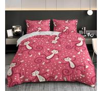 Double Duvet Cover Set King 91x87 inch Abstract Monkey Pattern 3Pcs Bedding Set Soft Brushed Microfiber Quilt Cover Pink NonIron Easy Care Wrinkle free Skin Friendly Bedding Quilt Cover Set