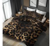 Double Duvet Cover Set Leopard Print, Reversible Double Bedding Sets Cheetah Skin Pattern for Bedroom Decor, Soft Microfibre Quilt Cover, 2 Pillowcases, Zip IES120