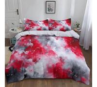 Double Duvet Cover Set Light White Modern Abstract Painting Ink Style Bedding Set Double Bed 3 pcs Microfiber Quilt Cover Zipper Closure with 2 Pillow Cases 50x75 cm