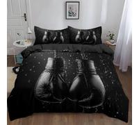 Double Duvet Cover Set Lightweight Microfiber 3 Piece - Realistic Sports Boxing Gloves Bedding for Kids Teens Bedroom Decor - 200 x 200 cm Duvet Cover & 50 x 75 cm Pillowcase
