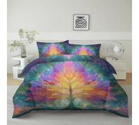 Double Duvet Cover Set Magic Plants Tree Of Life 3D printed Bedding Set Soft Brushed Microfiber Polyester, Color Reversible Breathable Soft Bedding for Boys and Girls, All Season