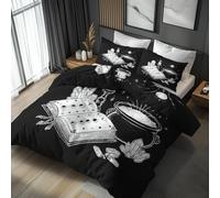 Double Duvet Cover Set Magic Witchy Witchcraft, Reversible Double Bedding Sets Black and White Pattern for Bedroom Decor, Soft Microfibre Quilt Cover, 2 Pillowcases, Zip OHDB23