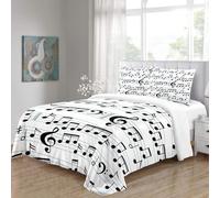 Double Duvet Cover Set Music 3D Printed Symbols Bedding Set Brushed Microfibre Quilt Cover 200x200 cm with Zipper Closure and 2 Pillowcases 50x75 cm b-1107