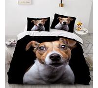 Double Duvet Cover Set Nice Jack Russel Terrier Dog 3d Printed Bedding Quilt Cover Set 3 Pieces Soft Microfiber Comforter Cover with Zipper Closure and 2 Pillowcases For kids and Teens -200x200cm