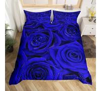 Double Duvet Cover Set Purple Roses Soft Microfibre Bedding Set 3D Printed Beautiful Flowers Quilt Cover 200x200 cm with Zipper Closure with 2 Pillowcases 50x75 cm e.1333