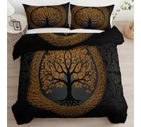 Double Duvet Cover Set Reversible Tree of Life Celtic Symbol, Ultra Soft Comfy Premium Microfiber Bedding Set - Black Bedding Easy Care Boys Kids Quilt Covers with Pillowcase