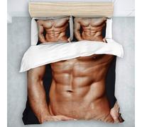 Double Duvet Cover Set Sexy Men 3D Printed Nude Bedding Set Brushed Microfibre Quilt Cover 200x200 cm with Zipper Closure and 2 Pillowcases 50x75 cm c2433