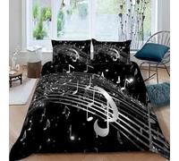 Double Duvet Cover Set Silver Note Soft Microfiber Musical Staff Bedding 3D Printed Quilt Cover 200x200 and 2 Pillowcases 50x75 with Zipper Closure Easy Care H.2950