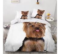 Double Duvet Cover Set Small Yorkshire Terrier Dog 3d Printed Bedding Quilt Cover Set 3 Pieces Soft Microfiber Comforter Cover with Zipper Closure and 2 Pillowcases For kids and Teens -200x200cm