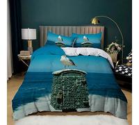 Double Duvet Cover Set Soft Microfiber with Pillowcases Animal Puffin Quilt Bedding Set 3pcs with Zipper Closure for Kids Teens Adults, Duvet Cover Easy Care