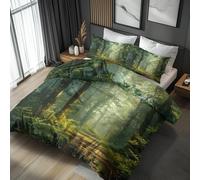 Double Duvet Cover Set Tropical Jungle Forest, Reversible Double Bedding Sets Rainforest Pattern for Bedroom Decor, Soft Microfibre Quilt Cover, 2 Pillowcases, Zip YJE115