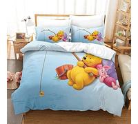 Double Duvet Cover Set Winnie The Pooh Printed Duvet Covers Double Size Bedding Sets Extra Soft Microfiber Hypoallergenic for Boys Girls Adults Quilt Cover with Zipper Closure with Pillowcase