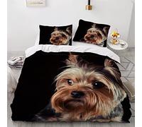 Double Duvet Cover Set Yorkshire Terrier 3d Printed Bedding Quilt Cover Set 3 Pieces Soft Microfiber Comforter Cover with Zipper Closure and 2 Pillowcases For kids and Teens -200x200cm