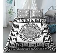 Double Duvet Cover Sets 200X200Cm - 3 Pcs Black And White Volute Circle Abstract Art Pattern Bedding Sets For Kids Girls, Ultra Soft Fluffy Microfiber Christmas Quilt Cover Set With 2 Pillowcases 5