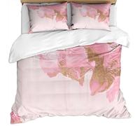 Double Duvet Cover Sets 200X200Cm - 3 Pcs Foundation Gold Marble Texture Pattern Bedding Sets For Kids Girls, Ultra Soft Fluffy Microfiber Christmas Quilt Cover Set With 2 Pillowcases 50X75Cm