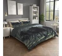 Double Duvet Cover Sets 79" x 79" Fantasy - Black Anime Mysterious Wolf Bedding 3 Piece with 2 Pillow Cases - Reversible Design & Bedroom Decorations - Soft Microfibre Quilt Cover