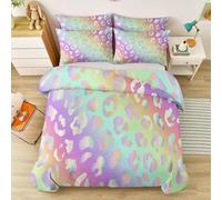 Double Duvet Cover Sets, Abstract Gradient Leopard Print Printed Reversible Easy Care double bedding Set with Zipper Closure, Modern Brushed Microfiber Luxury Quilt Cover, Color