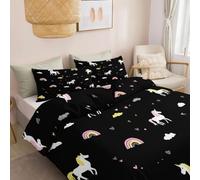 Double Duvet Cover Sets Animals Rainbows Unicorns Reversible Doublesided Bedding Set, Cartoon Cute Ultrasoft Hypoallergenic Durable Duvet Cover for Bedroom 200 x 200 cm