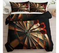 Double Duvet Cover Sets, Sports Dart Board Soft Microfiber Bedding Duvet Cover Set, Reversible Breathable Bedding 3pcs with Zipper Closure, Matching Pillow Cases, Black