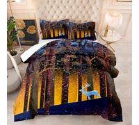 Double Duvet Red Brown Tree Coverless Duvet Double Super Soft Warm Comfortable Breathable Washable Winter Summer Fluffy All Seasons Quilt and Pillowcase 203x228 cm