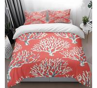 Double Duvet Set 175X230Cm Coral Shaped Bedding & Linen Soft And Snuggly,Kids Single Duvet Cover Set Easy Care,Duvet And 2 Matching Pillow Set,Bedding Sets