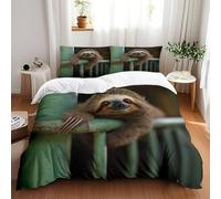 Double Duvet Set 175X230Cm Sloth Animals Kingsize Bedding Sets,Duvet And Pillow Set,Soft Bedding Microfiber Fluffy,Bedroom Quilt Cover