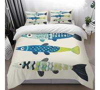 Double Duvet Set 200X230Cm Fish Bedding Double Bed Set Microfiber,Double Duvet Cover Set And 2 Pillow Sets,Duvet Sets Double Bed,Quilt Cover Double Easy Care