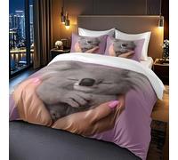 Double Duvet Set 200X230Cm Koala Animals Duvet Sets Soft Bedding Microfiber Fluffy Duvet Cover Easy Care,Bedroom Quilt Cover Set,Duvet Set Boys,Duvet Covers Girls