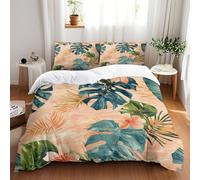 Double Duvet Set 200X230Cm Tropical Plants Kingsize Bedding Sets,Duvet And Pillow Set,Soft Bedding Microfiber Fluffy,Bedroom Quilt Cover