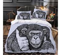 Double Duvet Set animal monkey Soft Microfiber Duvet Cover Set with Zipper Closure, Bedding Double Bed Set with 2 Pillowcases, Ultra Comfortable Quilt Cover