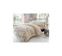 (Double) Duvet set blossom flowers birds natural beige & ochre bedding quilt cover set