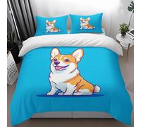 Double Duvet Set Blue Orange Dog Duvet Cover Sets Microfiber Soft Bedding Double Bed Set Washable Hidden Zipper Closure Bedding Includes Pillow Cases 2 Pack 50x75cm