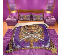 Double Duvet Set Chinese Style Kids Bedding Double Bed Set Soft Microfiber 3 Piece Weapon Sword Lion Bedding Boys Teenager Room Decoration Duvet Covers with 2 Pillow Case (Double，200x200 cm)