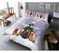 Double Duvet Set Christmas Horse Kids Bedding Double Bed Set Soft Microfiber 3 Piece Christmas Tree Animal Horse Bedding Teenager Room Decoration Duvet Covers with 2 Pillow Case (Double，200x200cm)