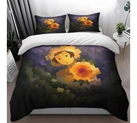 Double Duvet Set Purple Yellow Girl Kingsize Bedding Sets,Duvet And Pillow Set,Soft Bedding Microfiber Fluffy,Bedroom Quilt Cover