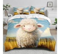 Double Duvet Set Sheep Bedding & Linen Soft And Snuggly,Kids Single Duvet Cover Set Easy Care,Duvet And 2 Matching Pillow Set,Bedding Sets