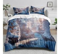 Double Duvet Set Sky Blue Tree Duvet Cover Sets Microfiber Soft Bedding Double Bed Set Washable Hidden Zipper Closure Bedding Includes Pillow Cases 2 Pack 50x75cm