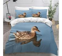 Double Duvet Set Soft Microfiber Duvet Cover Set with Zipper Closure Animal Duck Bedding Double Bed Set with 2 Pillowcases, Ultra Comfortable Quilt Cover