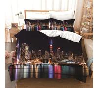 Double Duvet Set Tall Buildings Soft Easy Care Duvet Cover Sets Wrinkle Free Soft Microfiber Autumn Bedding Double Bed Set With Convenient Zip Fastening,2 Pillowcase