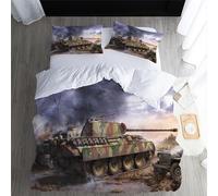 Double Duvet Set Tank Kids Bedding Double Bed Set Soft Microfiber 3 Piece World War Tanks Bedding Boys Teenager Room Decoration Duvet Covers with 2 Pillow Case (Double，200x200 cm)